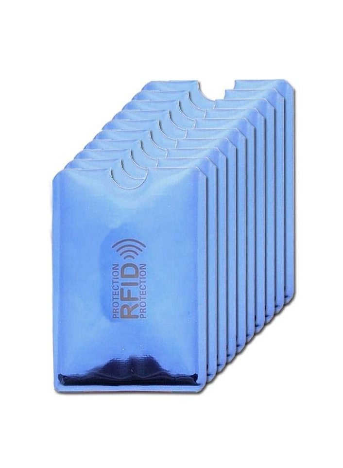 SOLDOUT Anti RFID Blocking Reader Lock Card Holder ID Bank Card Case Protector Aluminium Metal Smart Anti-Theft Credit Card Holder (Pack of 10, Blue)  - Image 1