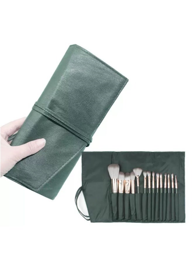 Generic 14-Piece Professional Makeup Brush Set with Premium Storage Bag– Soft Bristle Foundation, Powder, Eyeshadow, Highlighter & Concealer Brushes with Wooden Handle & Aluminum Ferrule (Green)  - Image 3