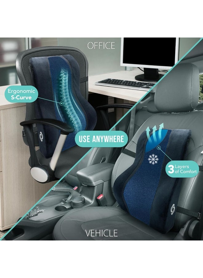 Samsonite - SAMSONITE, Mid-Low Back Support Pillow with Cooling Gel for Office Chair or Car Seat - Image 1