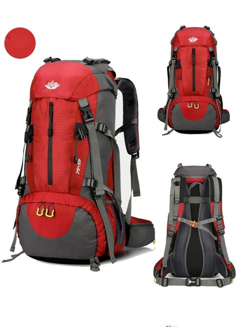 حقيبة تخييم على ظهر الرحلات سعة 50 لترا ، حقيبة ظهر للسفر الرياضي في الهواء الطلق قابلة للطي ، خفيفة الوزن ، مقاومة للماء ، حقيبة ظهر ذات سعة كبيرة ، مناسبة للمشي لمسافات طويلة ، التخييم ، ركوب الدراجات ، المشي لمسافات طويلة ، الصيد ، تسلق الجبال