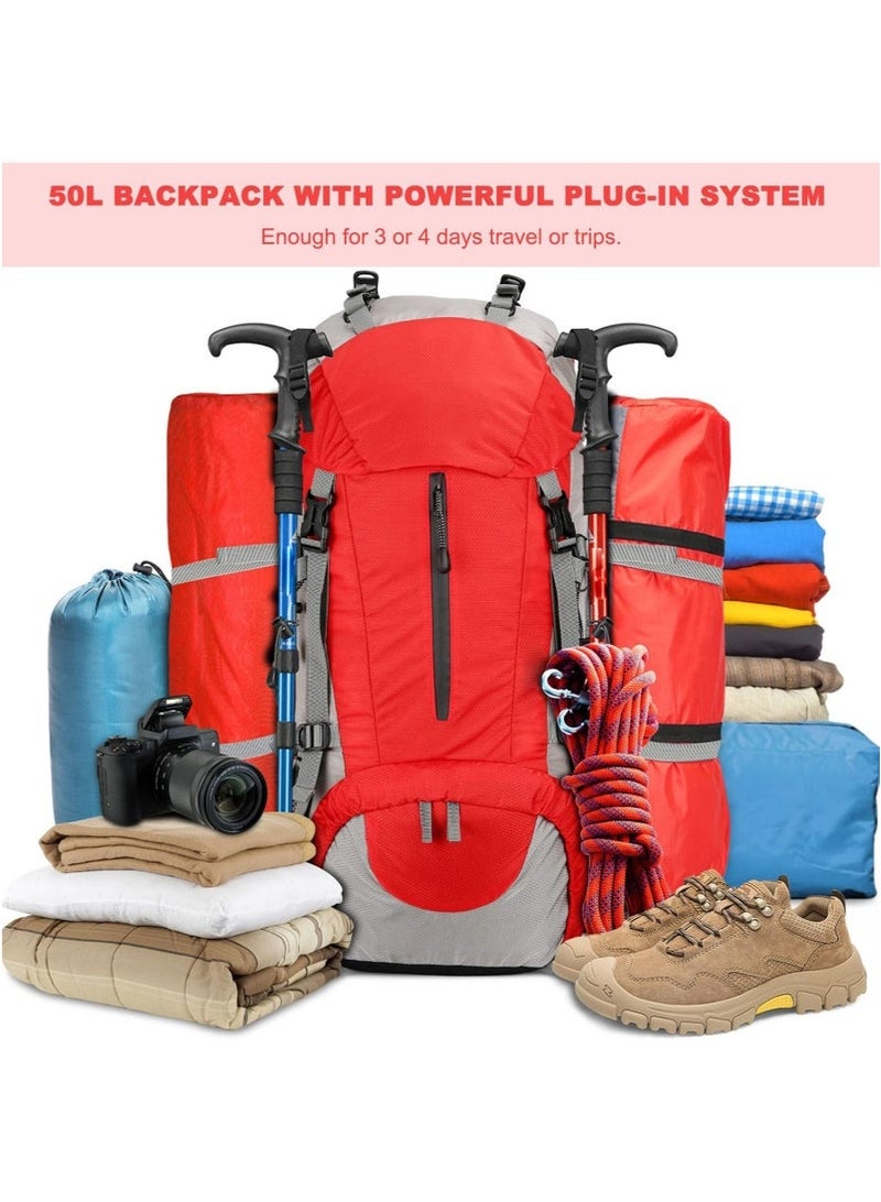 عربست حقيبة تخييم على ظهر الرحلات سعة 50 لترا ، حقيبة ظهر للسفر الرياضي في الهواء الطلق قابلة للطي ، خفيفة الوزن ، مقاومة للماء ، حقيبة ظهر ذات سعة كبيرة ، مناسبة للمشي لمسافات طويلة ، التخييم ، ركوب الدراجات ، المشي لمسافات طويلة ، الصيد ، تسلق الجبال - Image 2