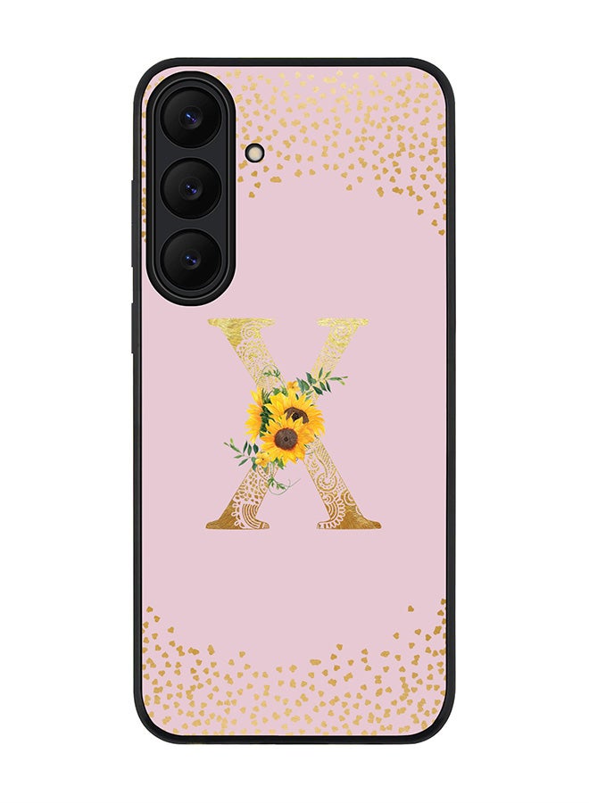 Stylizedd For Samsung Galaxy S25 FE Case,Slim fit Camera Protection, Shockproof Thin Phone cover  - Custom Floral Monogram - X  (Pink ) - Image 1