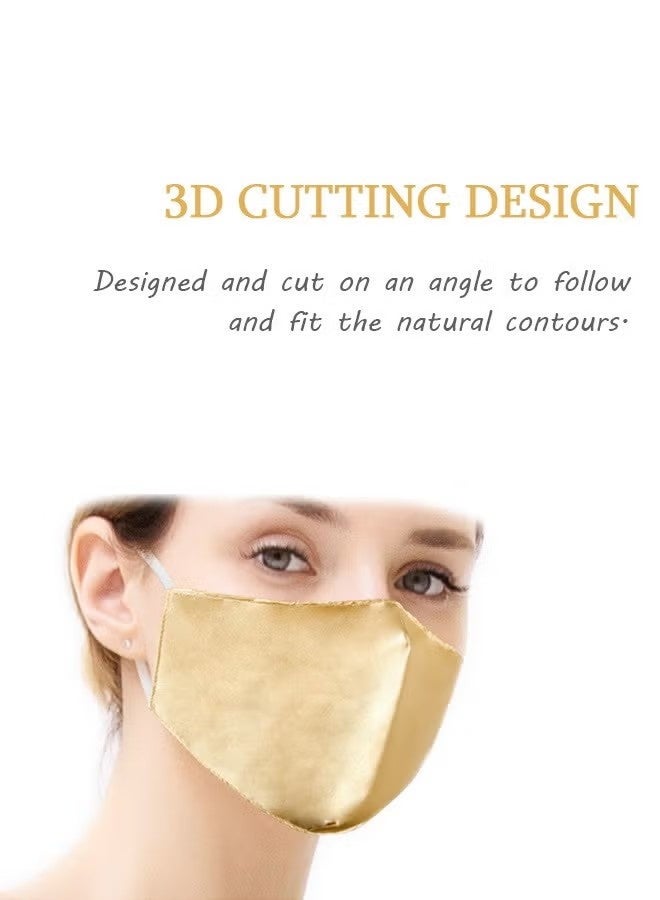 هابي دي قطعتان من كمامات الوجه من حرير الساتان، كمامة قابلة للغسل وناعمة من الجهتين تحاكي الحرير للحماية من الأشعة فوق البنفسجية، كمامة وجه بحلقة أذن مطاطية (ذهبي وردي) - Image 3
