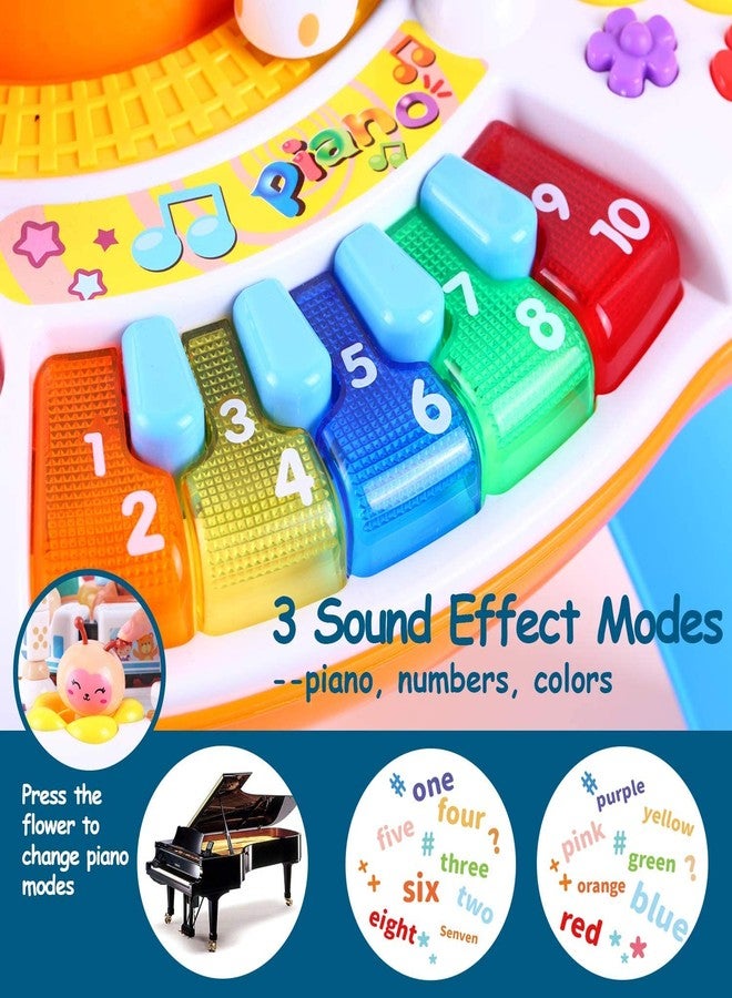 Mokshith Multifunctional Playing Table with Light, Music, Musical Piano, Movable Toy Train with Sound, Doll and car Turntable, Number and Multi-Color Blocks, Colorful Play Rings - Image 3