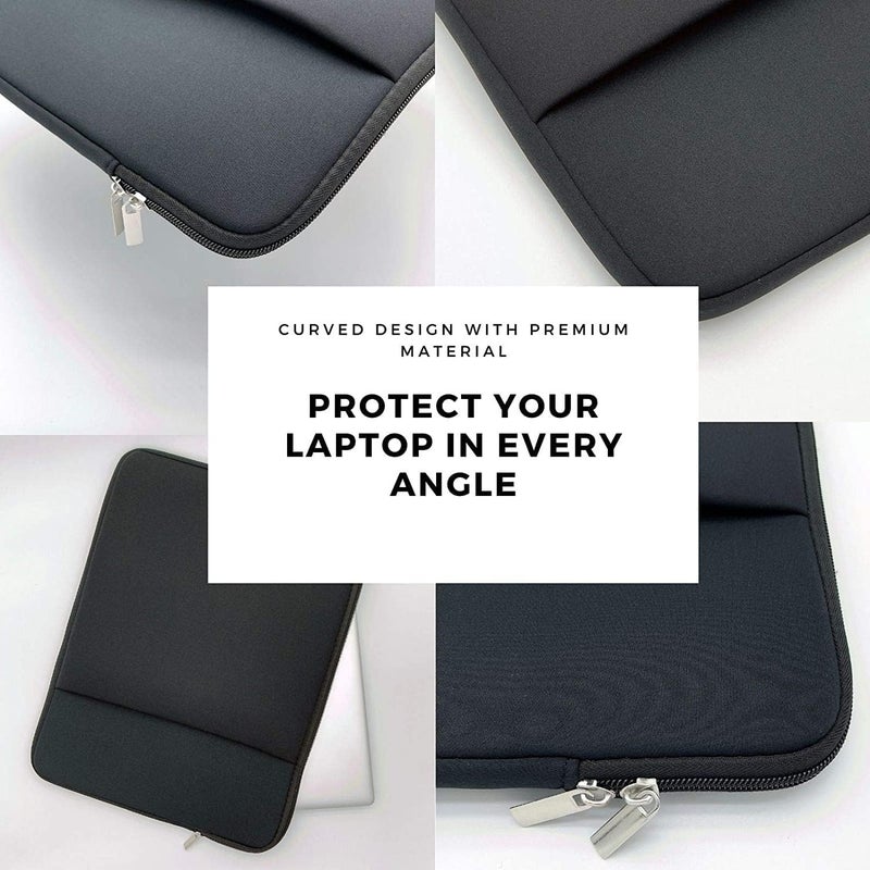 Dyazo Laptop Sleeve 15.6 inches, Durable Shockproof Neoprene Case Cover Carrying Bag Case with Pockets Compatible for HP/Crome Book/ASUS & Other Laptops, Notebook, Black (ONE Pocket 15.6 Black) - Image 5