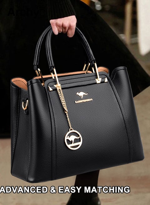 حقائب يد نسائية من الجلد الناعم بتصميم فاخر مكون من 3 طبقات وحقائب كتف كبيرة الحجم وحقيبة تسوق كبيرة الحجم