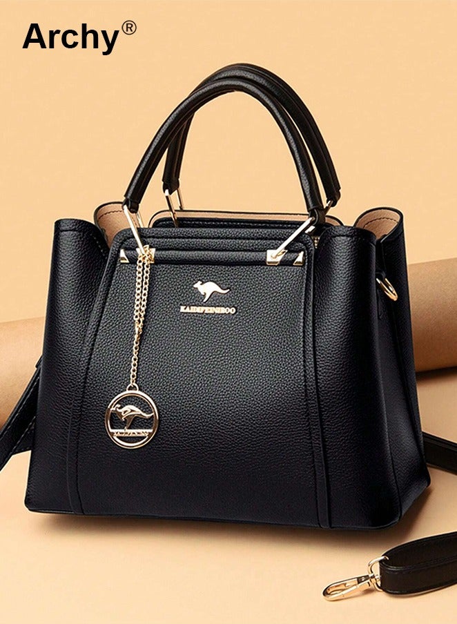 أرشي حقائب يد نسائية من الجلد الناعم بتصميم فاخر مكون من 3 طبقات وحقائب كتف كبيرة الحجم وحقيبة تسوق كبيرة الحجم - Image 3