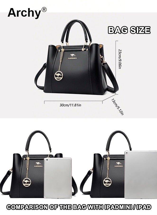أرشي حقائب يد نسائية من الجلد الناعم بتصميم فاخر مكون من 3 طبقات وحقائب كتف كبيرة الحجم وحقيبة تسوق كبيرة الحجم - Image 5