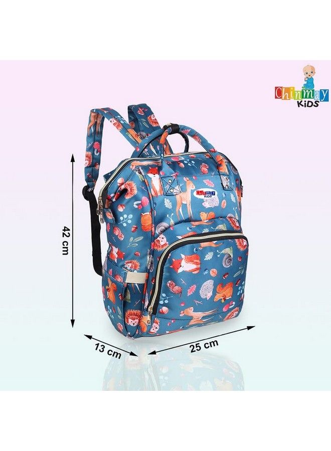 Chinmay Kids Diaper Bag Printed Waterproof Multifunctional Travel Backpack For New Born Backpack Diaper Bagblue Block  - Image 3