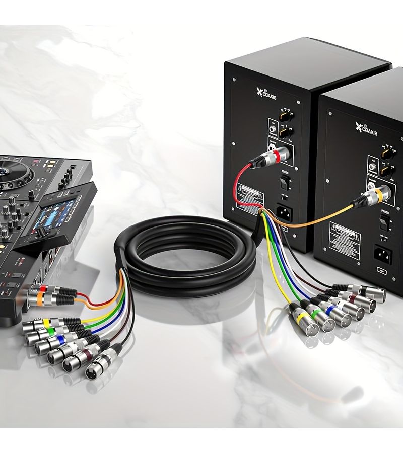 كابل ثعبان 8 قنوات XLR بطول 10 أقدام، محول متعدد القنوات من ذكر إلى أنثى، حلقة ملونة بالرمز للاستخدام في تسجيل الصوت المنزلي والاستوديو - Image 4