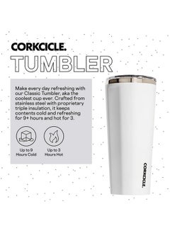 كوركسيكل كوب قهوة كلاسيكي معزول ثلاثيًا من Corkcicle مع غطاء، أبيض لامع، 24 أونصة - كوب سفر من الفولاذ المقاوم للصدأ يحافظ على المشروبات باردة لمدة 9 ساعات أو أكثر، ساخنة لمدة 3 ساعات - كوب سفر مناسب لحامل الأكواب  - Image 2