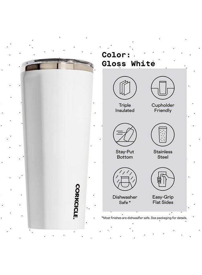 كوركسيكل كوب قهوة كلاسيكي معزول ثلاثيًا من Corkcicle مع غطاء، أبيض لامع، 24 أونصة - كوب سفر من الفولاذ المقاوم للصدأ يحافظ على المشروبات باردة لمدة 9 ساعات أو أكثر، ساخنة لمدة 3 ساعات - كوب سفر مناسب لحامل الأكواب - Image 4