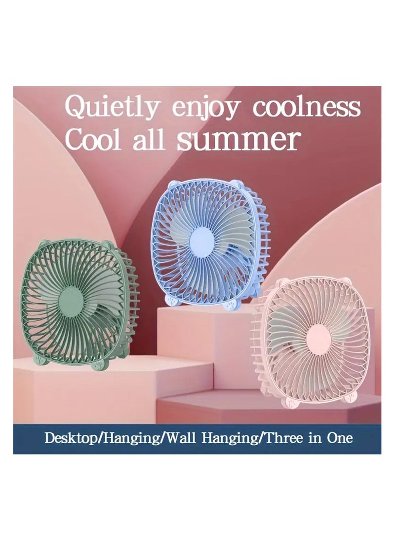 مروحة مكتب USB مع إضاءة ليلية - مروحة صغيرة محمولة وهادئة وقابلة للتعديل للمنزل أو المكتب أو السفر - Image 1