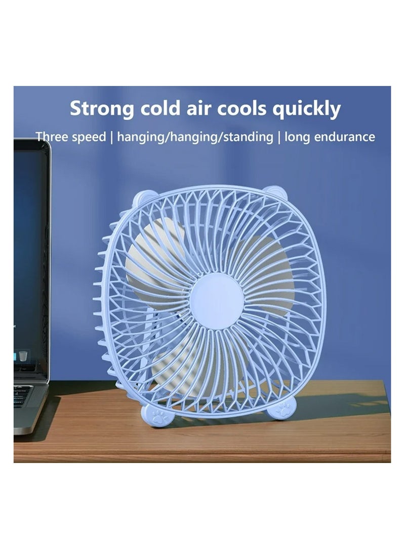 مروحة مكتب USB مع إضاءة ليلية - مروحة صغيرة محمولة وهادئة وقابلة للتعديل للمنزل أو المكتب أو السفر - Image 2