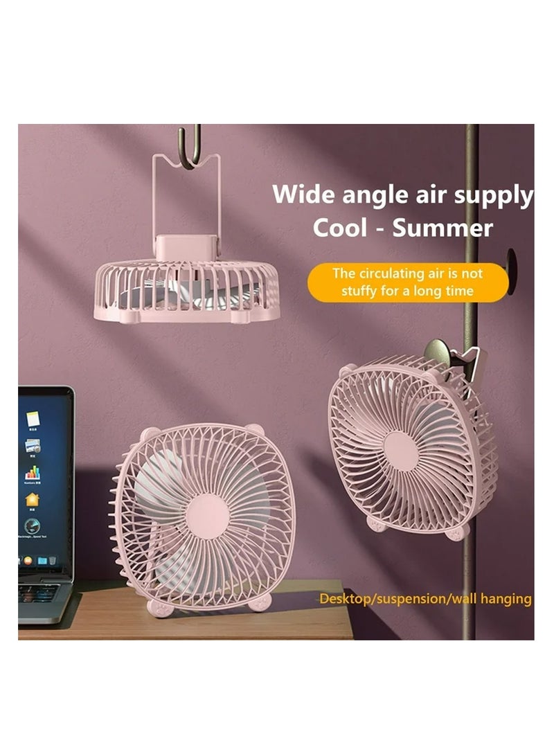 مروحة مكتب USB مع إضاءة ليلية - مروحة صغيرة محمولة وهادئة وقابلة للتعديل للمنزل أو المكتب أو السفر - Image 3