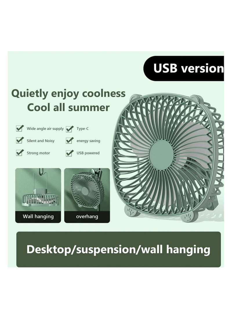 مروحة مكتب USB مع إضاءة ليلية - مروحة صغيرة محمولة وهادئة وقابلة للتعديل للمنزل أو المكتب أو السفر - Image 4