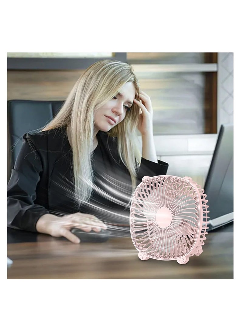 مروحة مكتب USB مع إضاءة ليلية - مروحة صغيرة محمولة وهادئة وقابلة للتعديل للمنزل أو المكتب أو السفر - Image 5