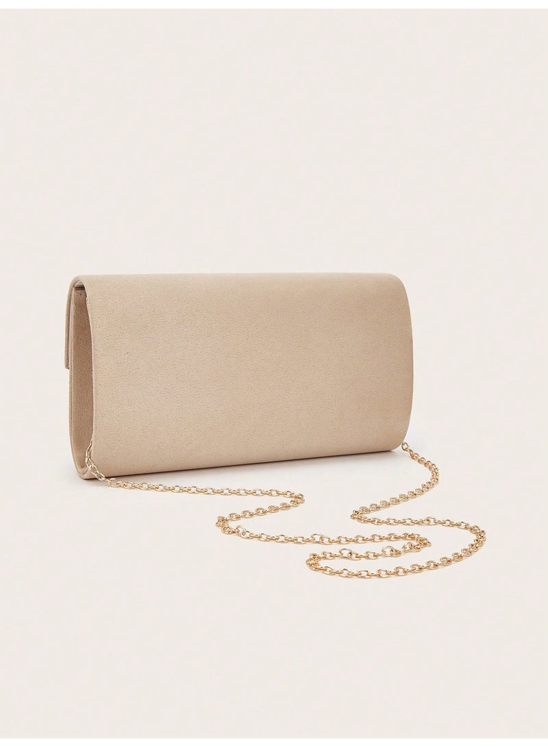 حقيبة سهرة نسائية كلتش بتصميم أنيق لامع مع سلسلة معدنية قابلة للفصل - Image 2