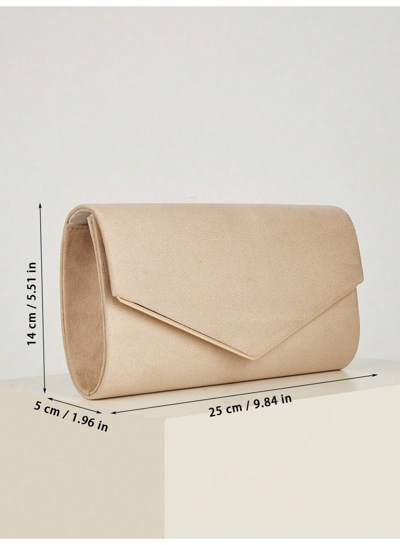 حقيبة سهرة نسائية كلتش بتصميم أنيق لامع مع سلسلة معدنية قابلة للفصل - Image 3