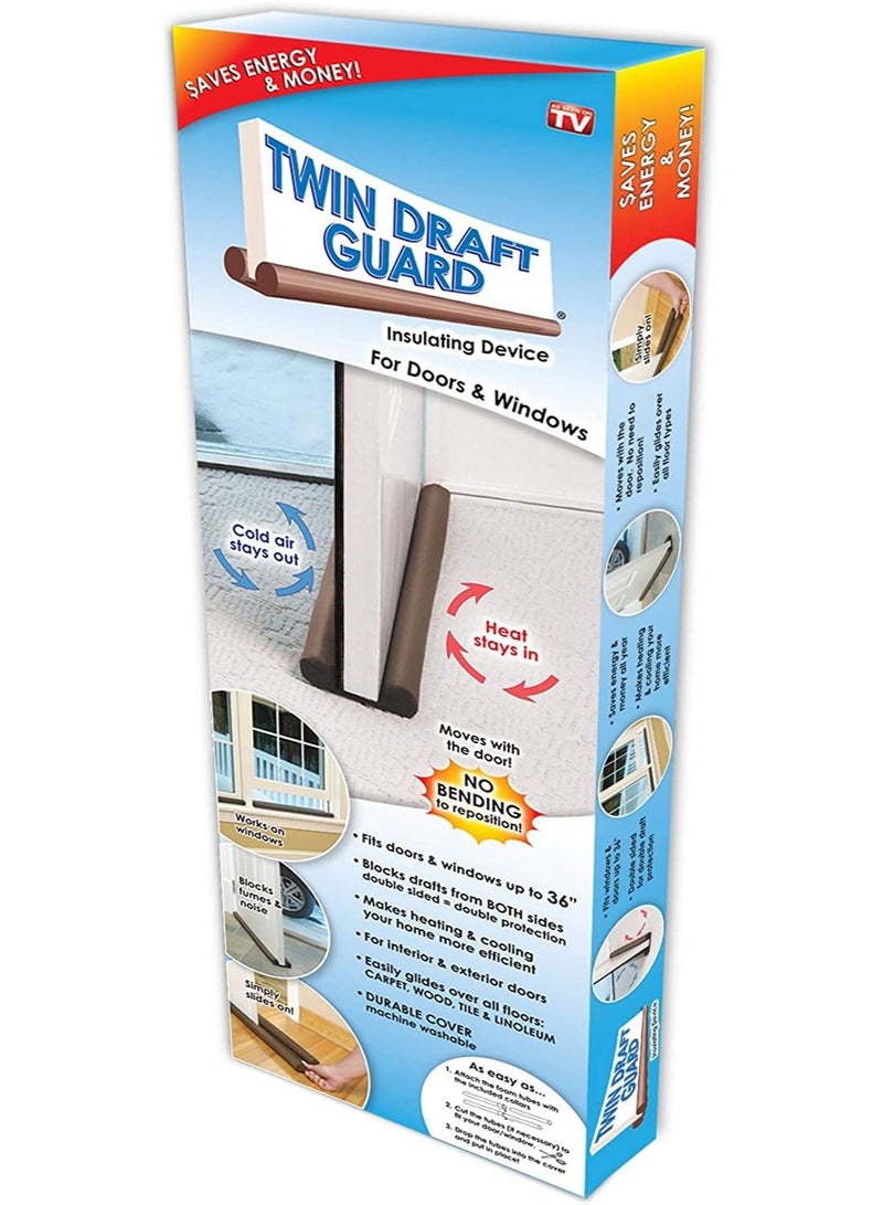 Twin Draft Guard Original Twin Draft Guard Door Draft Stopper, Year Round Insulator, for Summer and Winter Use Patented & TRADEMARKED - Image 1