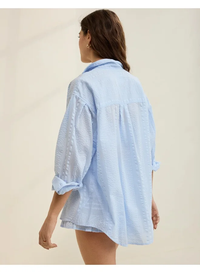 Aerie Aerie Seersucker Cover Up Shirt