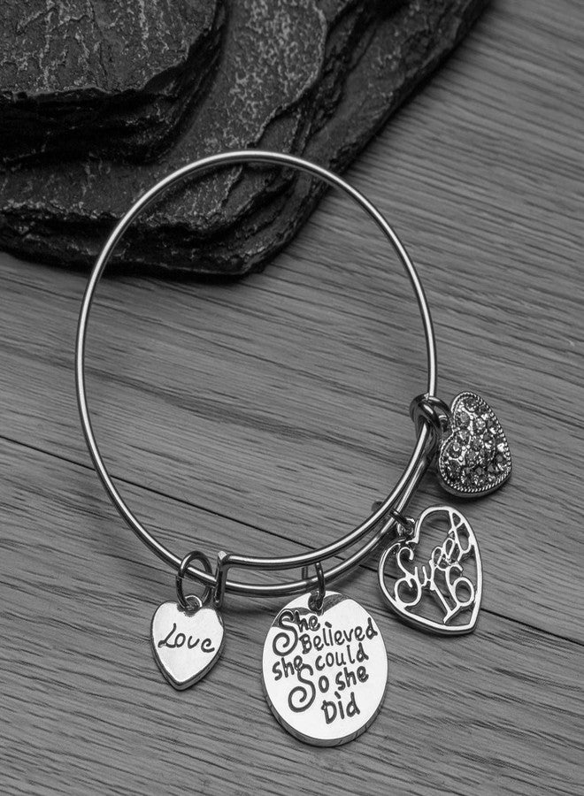 Infinity Collection Sweet 16 Charm Bangle Bracelet- She Believed She Could Sweet 16 Jewelry - Sweet Sixteen Gift - Image 2