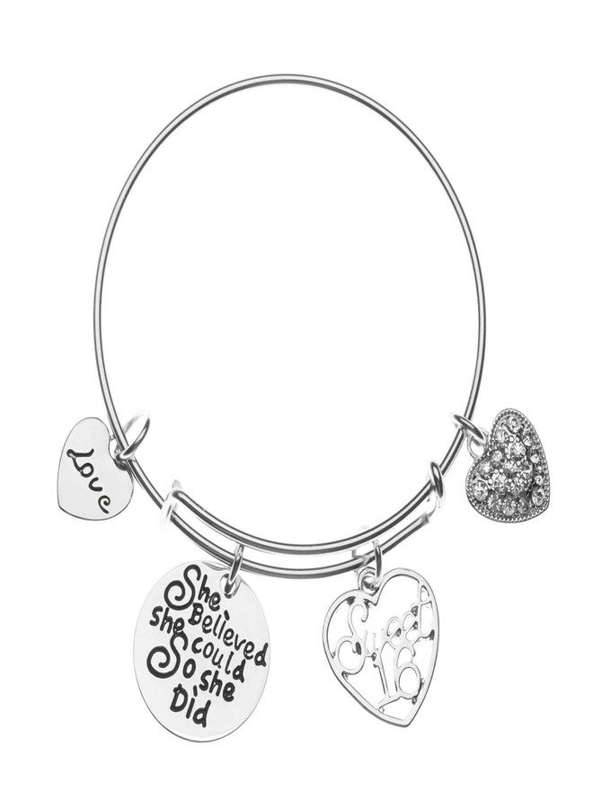 Infinity Collection Sweet 16 Charm Bangle Bracelet- She Believed She Could Sweet 16 Jewelry - Sweet Sixteen Gift - Image 1