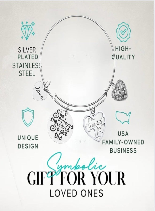 Infinity Collection Sweet 16 Charm Bangle Bracelet- She Believed She Could Sweet 16 Jewelry - Sweet Sixteen Gift - Image 3