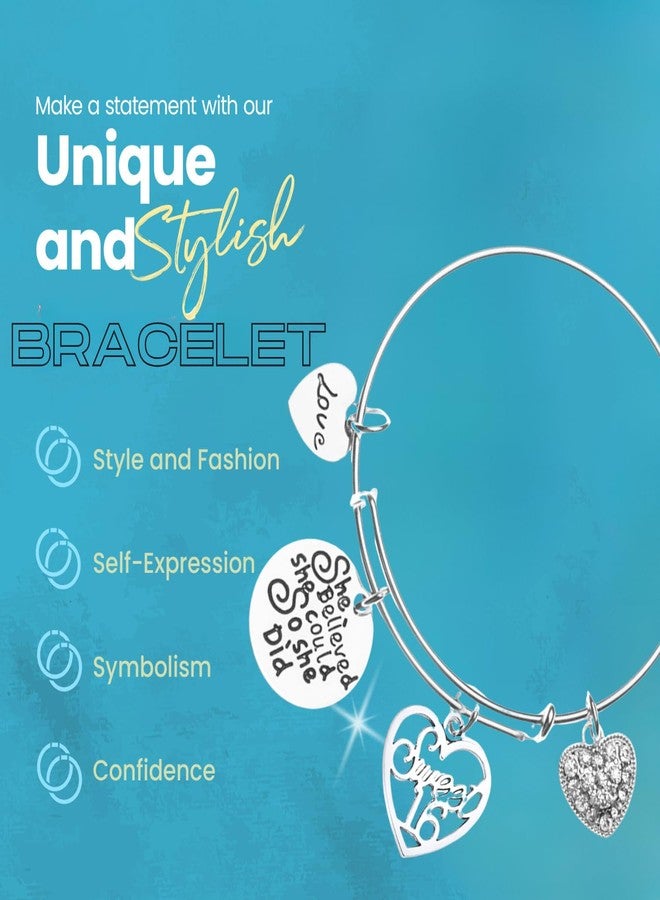 Infinity Collection Sweet 16 Charm Bangle Bracelet- She Believed She Could Sweet 16 Jewelry - Sweet Sixteen Gift - Image 4