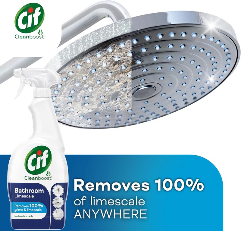 CIF Cleanboost Bathroom Spray 100% grime & limescale removal for cleaning ceramic, chrome, enamel, plastic and stainless-steel surfaces 700 ml - Image 2