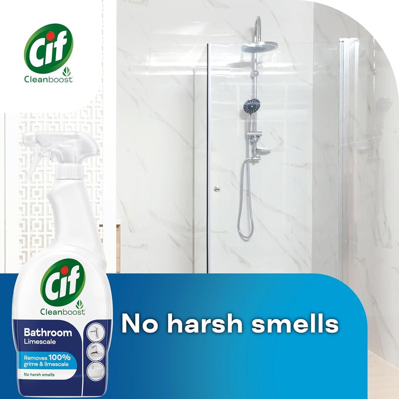 CIF Cleanboost Bathroom Spray 100% grime & limescale removal for cleaning ceramic, chrome, enamel, plastic and stainless-steel surfaces 700 ml - Image 3