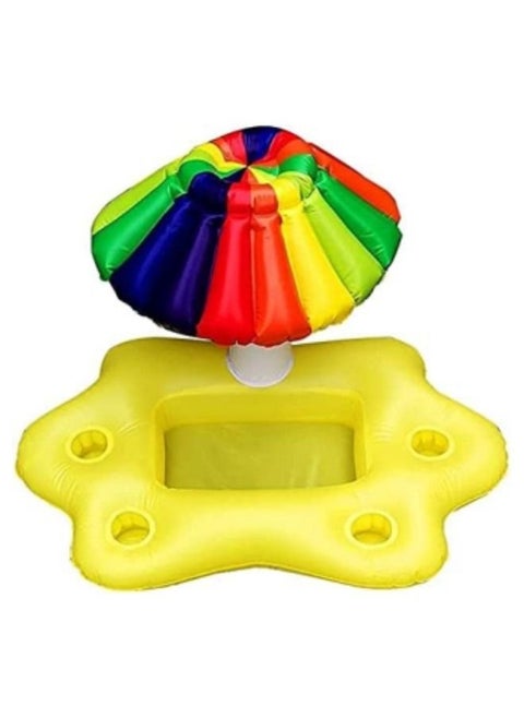 Inflatable Rainbow Cloud Rainbow Umbrella Drink Holder Floating Beverage Salad Fruit Serving Bar Pool Float Party Accessories Summer Beach Water Fun