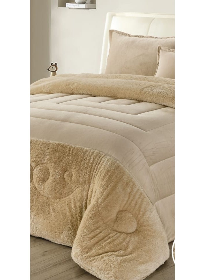 Moon Winter double bedspread consisting of 6 pieces with a plain velvet and fur design - Image 3