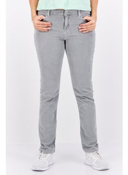 Robe Di Kappa Women Slim Fit Solid Corduroy Pants, Grey  - Image 1