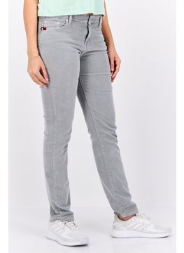 Robe Di Kappa Women Slim Fit Solid Corduroy Pants, Grey  - Image 2