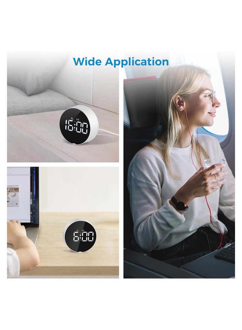 Small Digital Alarm Clock LED Desk Travel Electronic Clock Dual Alarm Snooze Dimmable Day Set 12/24H Week Display 4inch White (No Battery＆Adapter) - Image 3