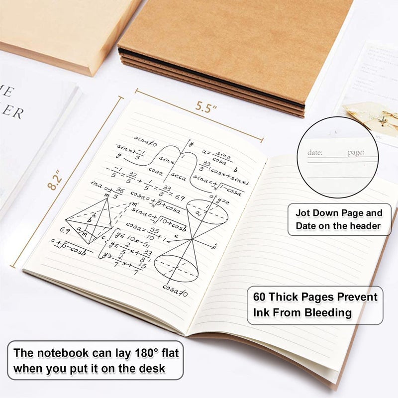 feela 15 Pack A5 Kraft Notebooks, 60 Lined Blank Pages Travel Journal Bulk, Soft Cover Notebooks for Women Girls Students, Making Plans Writing Memos Office School Supplies, 8.3 X 5.5 in - Image 2