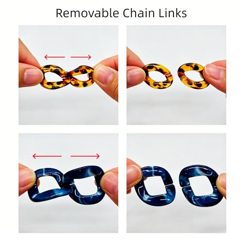 Havique Bag Chain Extender Purse Chain Handles Bag Strap Replacement Purse Charms for Handbags Chunky Decorative Accessories, Acrylic Blue White 18" - Image 2