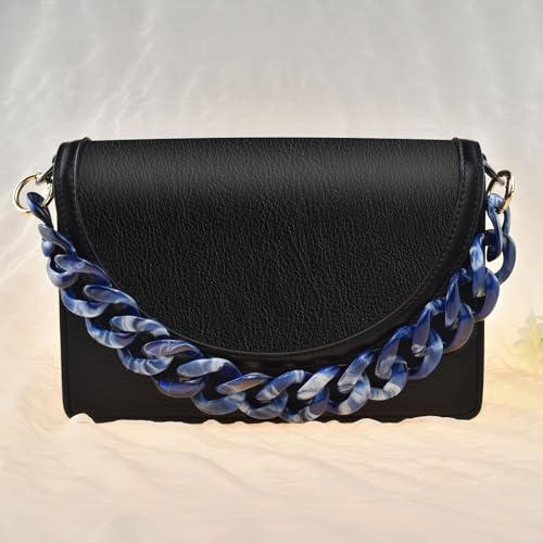 Havique Bag Chain Extender Purse Chain Handles Bag Strap Replacement Purse Charms for Handbags Chunky Decorative Accessories, Acrylic Blue White 18" - Image 4