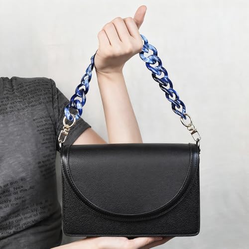 Havique Bag Chain Extender Purse Chain Handles Bag Strap Replacement Purse Charms for Handbags Chunky Decorative Accessories, Acrylic Blue White 18" - Image 5