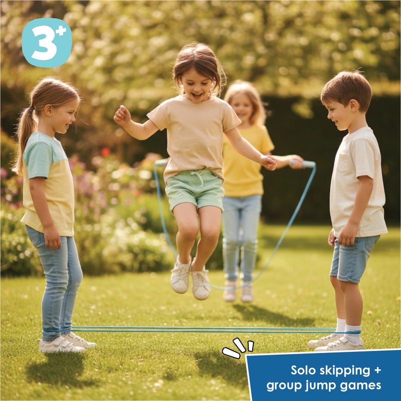 alldoro 2in1 Skipping Rope and Rubber Twist Set | 230cm Jump Rope | 200cm Elastic Band | Ribbed Handles | Outdoor Playground Toy Age 3+ - Image 3