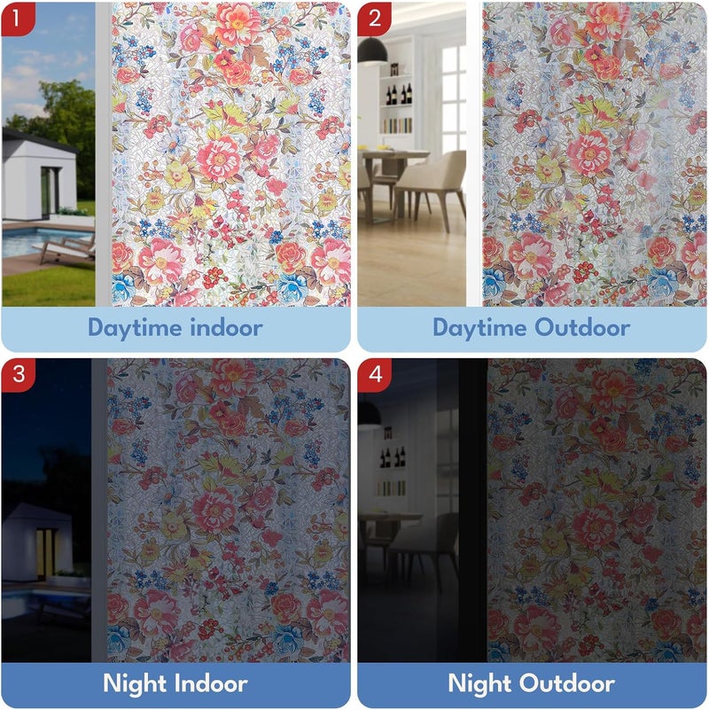 ADD.HERES Window Privacy Film Home Room Bathroom Spring Decor Car Decorations, Stained Glass Window Film, Static Cling Window Film, Window Tint，Rainbow Window Film (Crimson Ice Blue, 17.5" x 78.7") - Image 5