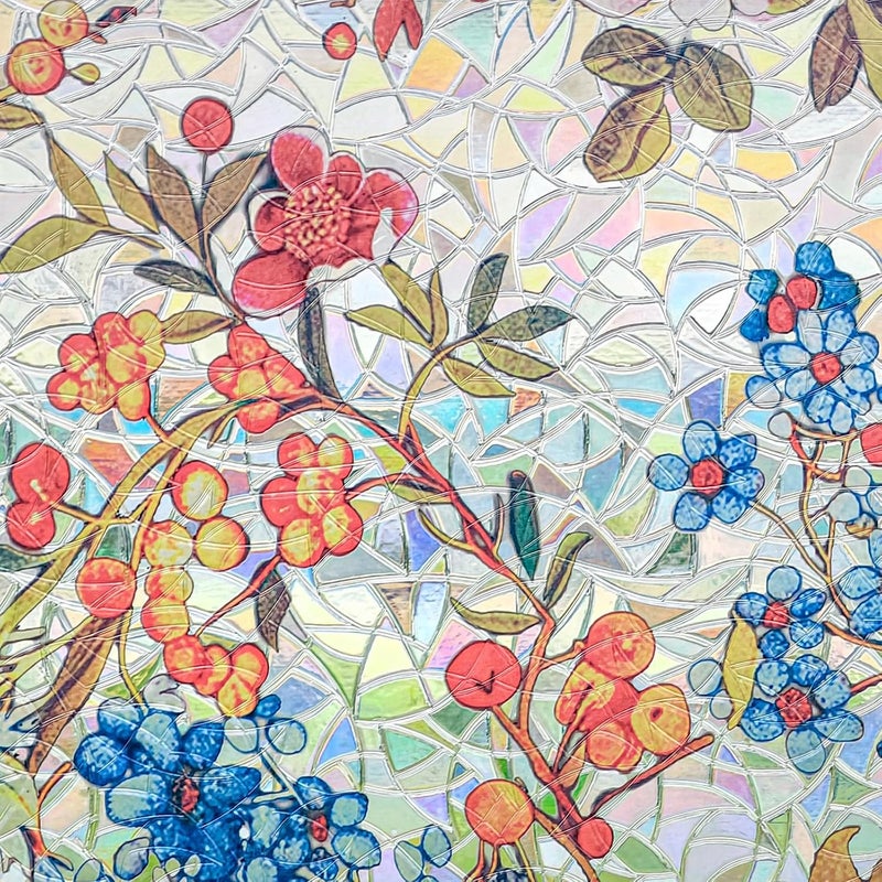 ADD.HERES Window Privacy Film Home Room Bathroom Spring Decor Car Decorations, Stained Glass Window Film, Static Cling Window Film, Window Tint，Rainbow Window Film (Crimson Ice Blue, 17.5" x 78.7") - Image 2