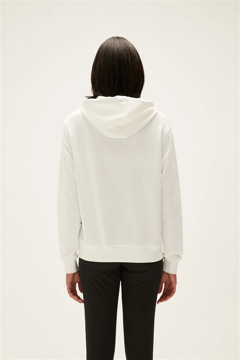 باد بير Here Hooded Women's White Sweatshirt
