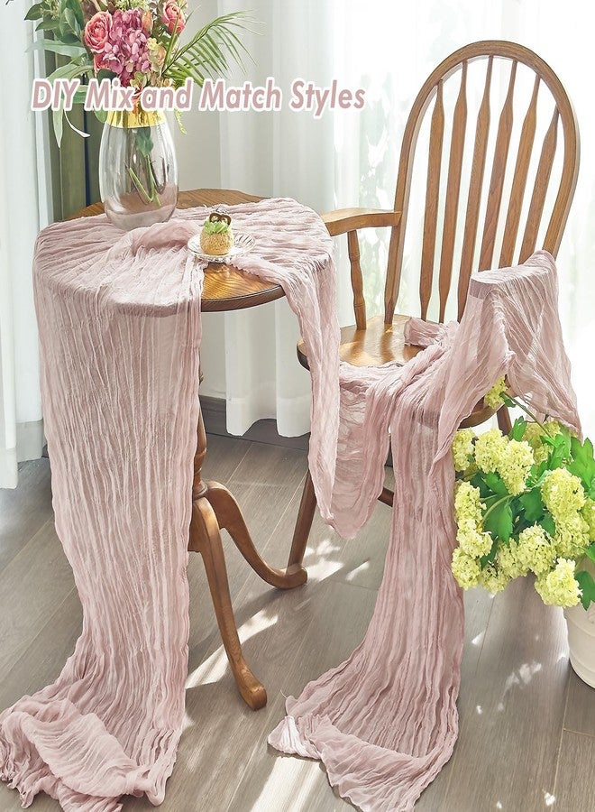 IVAPUPU 2 Pcs Cheesecloth Table Runner - 10ft Dusty Pink Boho Gauze Cheese Cloth Table Runner for Baby Shower Decoration Wedding Party Summer Garden Farmhouse Table Runner - Image 5