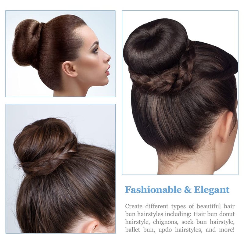 TsMADDTs Donut Hair Bun Maker, 3PCS Dark Brown Ring Style Bun Maker with 20PCS U Shaped Hair Pins for Women Dance - Image 5