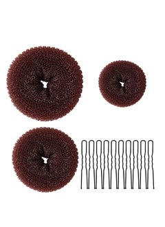 TsMADDTs TsMADDTs Donut Hair Ring Style Set with Large Bobby Pins, Dark Brown - 3 Bun Makers & 20 Pins  - Image 1