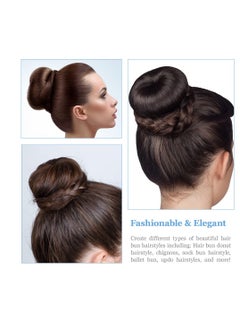 TsMADDTs TsMADDTs Donut Hair Ring Style Set with Large Bobby Pins, Dark Brown - 3 Bun Makers & 20 Pins  - Image 4