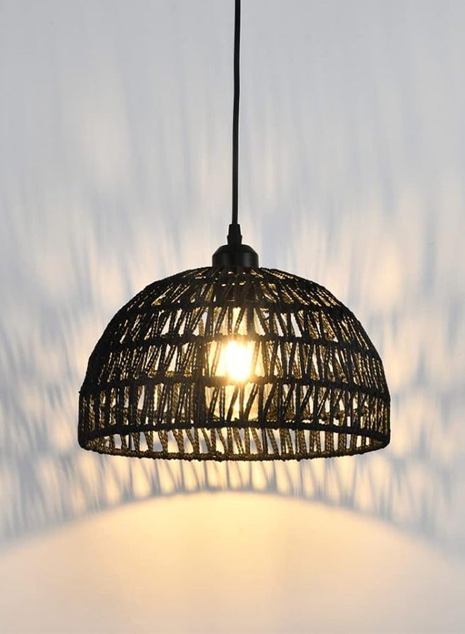 GEADI Rattan Light Fixtures Ceiling Mount Boho Ceiling Light Fixture With Dimmable Led Bulb Mini Hand Woven Rattan Chandelier Light Fixtures Ceiling For Bedroom Kitchen Entryway Living Room Hallway - Image 1