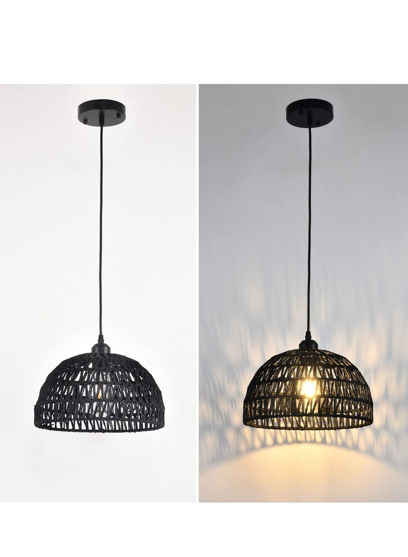 GEADI Rattan Light Fixtures Ceiling Mount Boho Ceiling Light Fixture With Dimmable Led Bulb Mini Hand Woven Rattan Chandelier Light Fixtures Ceiling For Bedroom Kitchen Entryway Living Room Hallway - Image 3